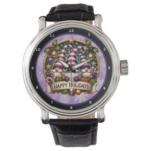 Happy Holidays Christmas Gnomes Decorative Watch