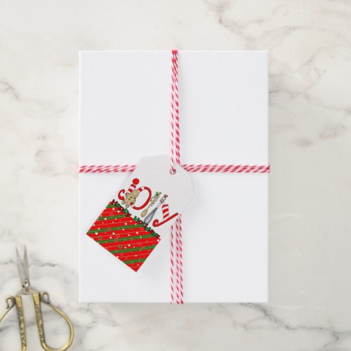 Happy Holidays Christmas Green Red Gift Tags 