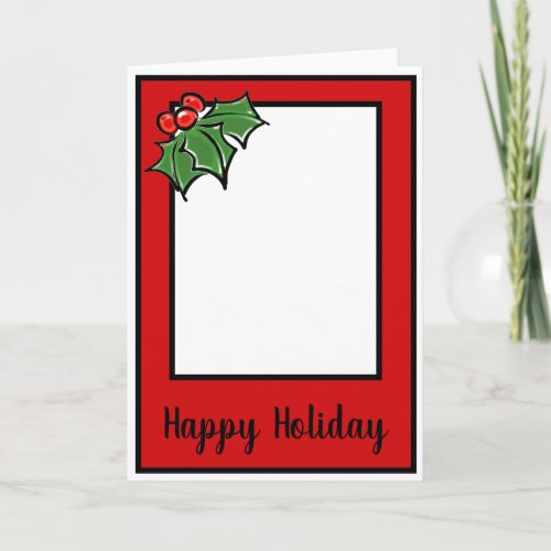 Happy Holidays christmas greenery Holly Sprigs Holiday Card