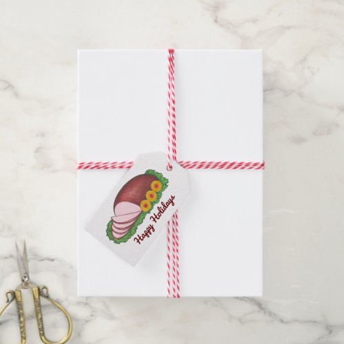 Happy Holidays Christmas Ham Platter Dinner Food Gift Tags