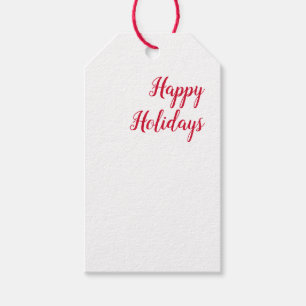 Happy holidays christmas handwriting red white gift tags