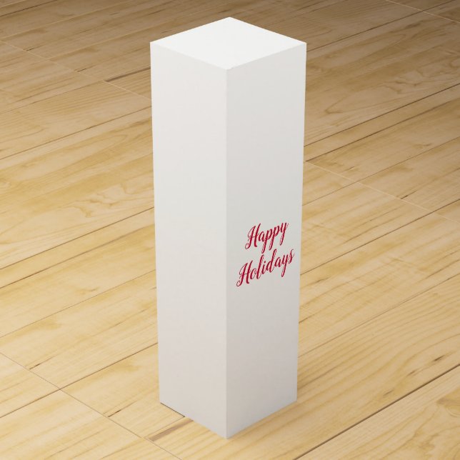 Happy holidays christmas handwriting red white wine box (Front)