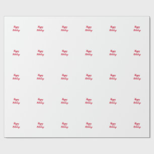 Happy holidays christmas handwriting red white wrapping paper