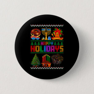 Happy Holidays Christmas Hanukkah Kwanzaa Happy Ne Button