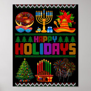 Happy Holidays Christmas Hanukkah Kwanzaa Happy Ne Poster