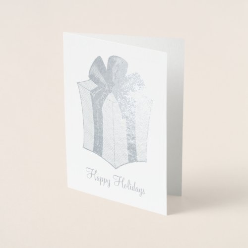 Happy Holidays Christmas Hanukkah Package Gift Bow Foil Card