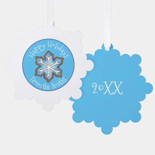 Happy Holidays Christmas Hanukkah Snowflake Cookie Ornament Card