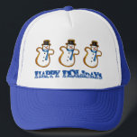 Happy Holidays Christmas Hanukkah Snowman Winter Trucker Hat<br><div class="desc">Hat features an original marker illustration of a snowman sugar cookie,  with HAPPY HOLIDAYS in a fun font. Perfect for Hanukkah and Christmas holiday celebrations!

Don't see what you're looking for? Need help with customization? Click "contact this designer" to have something created just for you!</div>