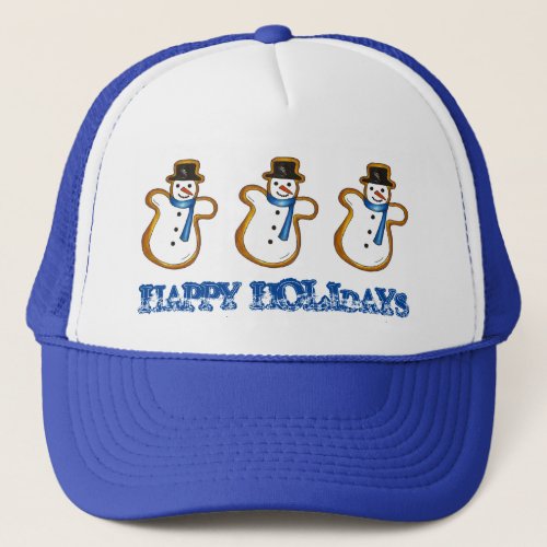 Happy Holidays Christmas Hanukkah Snowman Winter Trucker Hat
