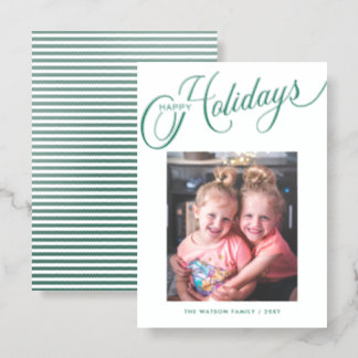 Happy Holidays Christmas Holiday Photo Letterpress Photo Cards