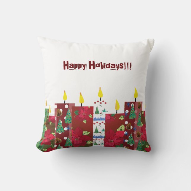 Happy Holidays Christmas Light Throw Pillow (Front)