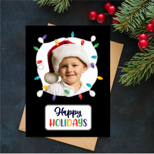 Happy Holidays Christmas Lights (add your photo) H Holiday Postcard