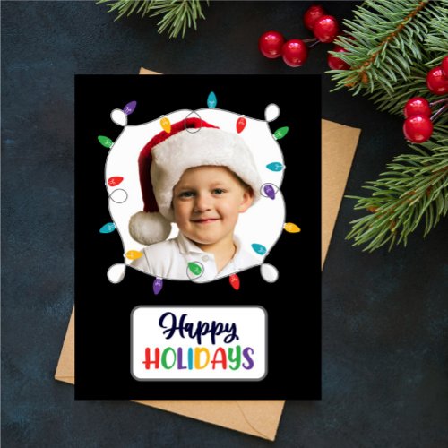 Happy Holidays Christmas Lights add your photo H Holiday Postcard