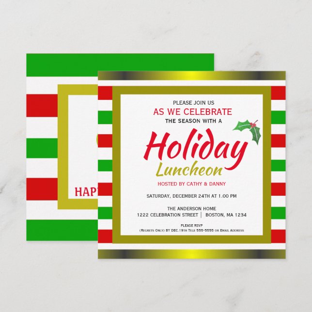 Happy Holidays Christmas Luncheon Invitation (Front/Back)