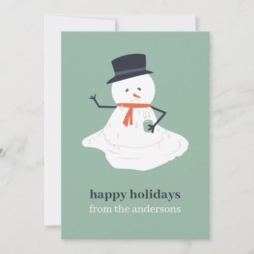 Happy Holidays Christmas Melting Snowman Cute   Holiday Card