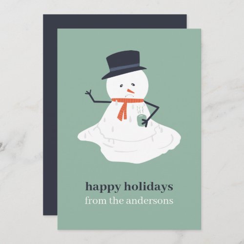 Happy Holidays Christmas Melting Snowman Cute   Holiday Card