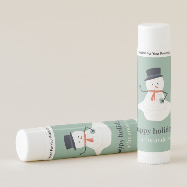 Happy Holidays Christmas Melting Snowman Cute   Lip Balm (Front)