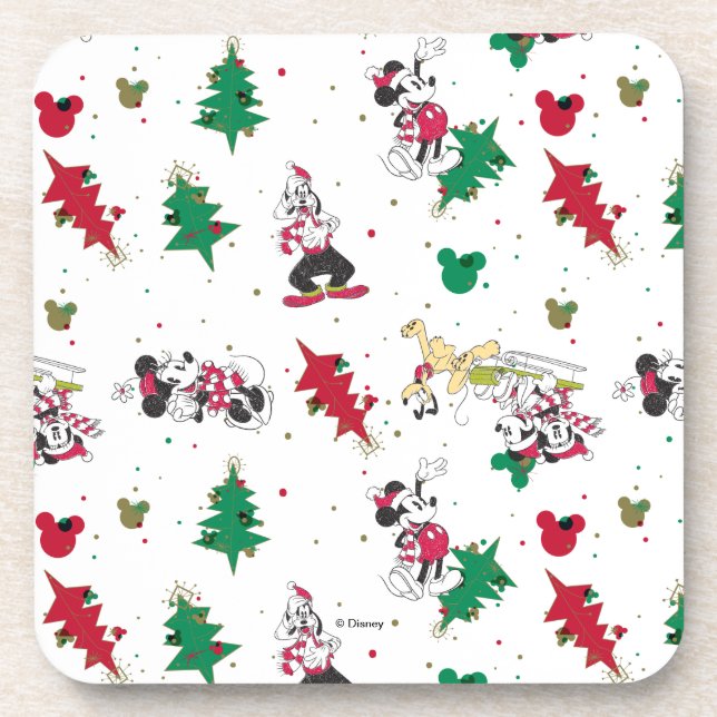 Happy Holidays | Christmas Mickey Mouse & Friends Beverage Coaster (Front)