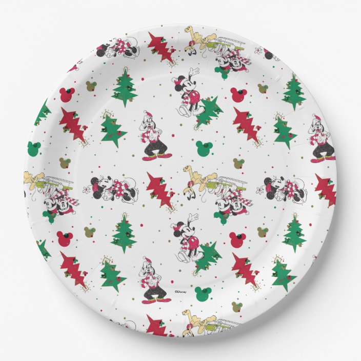Happy Holidays | Christmas Mickey Mouse & Friends Paper Plate | Zazzle.com