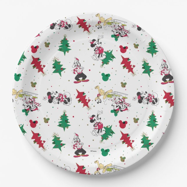 Happy Holidays | Christmas Mickey Mouse & Friends Paper Plates (Front)