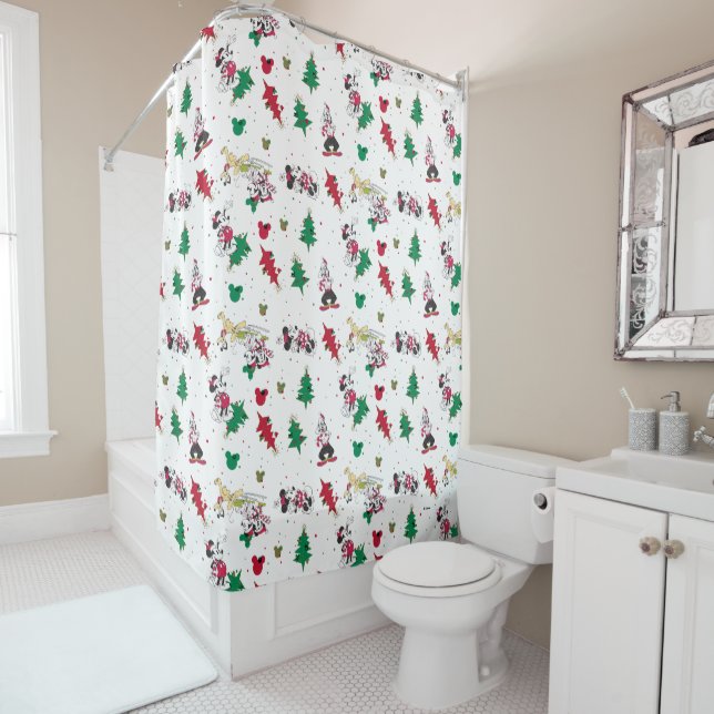 Happy Holidays | Christmas Mickey Mouse & Friends Shower Curtain (In Situ)
