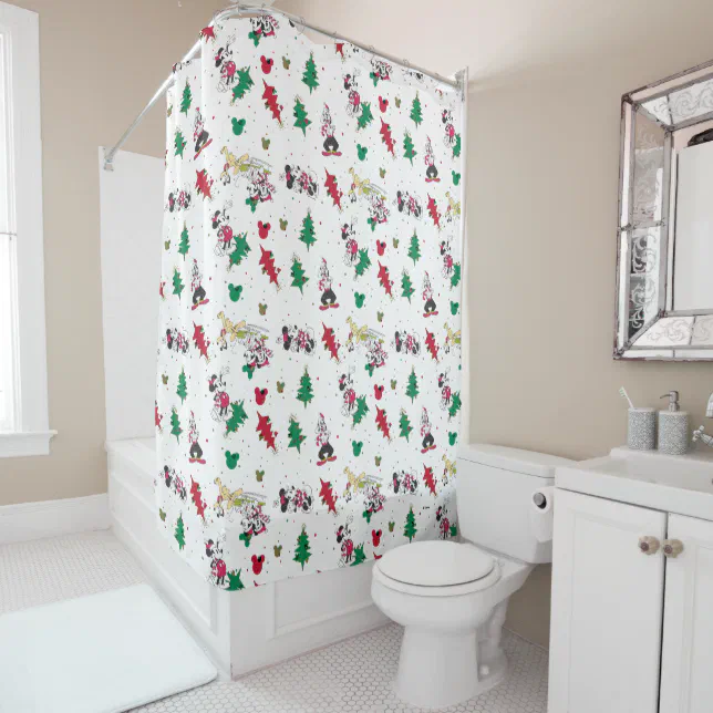 Happy Holidays Christmas Mickey Mouse & Friends Shower Curtain Zazzle
