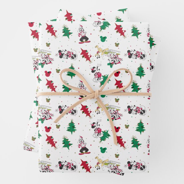 Happy Holidays | Christmas Mickey Mouse & Friends Wrapping Paper Sheets (In situ)