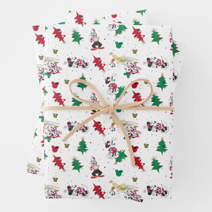 Happy Holidays Christmas Mickey Mouse Friends Wrapping Paper Sheets Zazzle Com