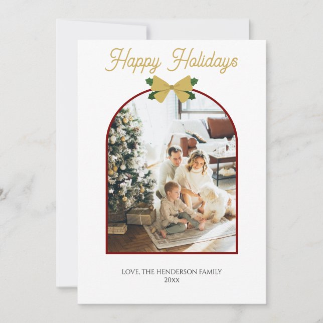 Happy Holidays Christmas Minimal Photo Card (Front)