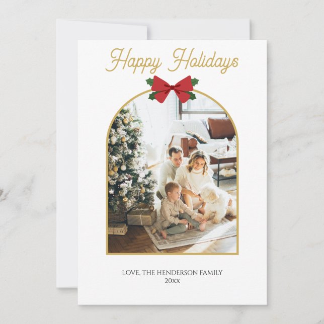 Happy Holidays Christmas Minimal Photo Card (Front)