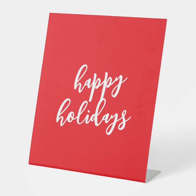 Happy Holidays Christmas New Year Season Message Pedestal Sign (Front)