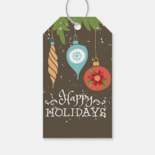 Happy Holidays Christmas Ornaments Decorative Gift Tags