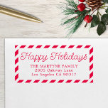 Happy Holidays Christmas Personalized Address Self-inking Stamp<br><div class="desc">This stamp features a retro inspired Christmas stripe border design. Personalize the text with your holiday message and address.</div>