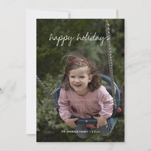 Happy Holidays Christmas Photo Holiday Wishes Red (Front)
