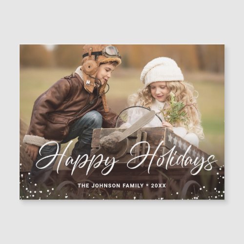 Happy Holidays Christmas PHOTO Magnetic Card