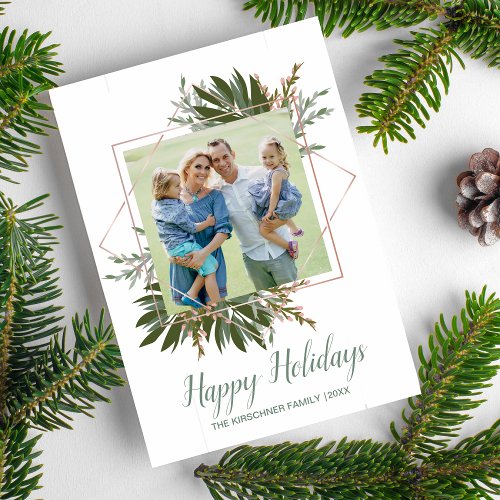 Happy Holidays Christmas Photo Stylish Geometric Holiday Card