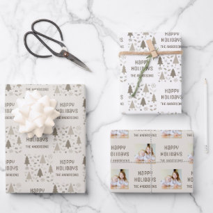 Happy Holidays Christmas Photo Wrapping Paper Sheets