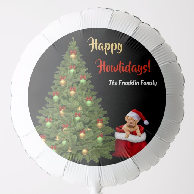 Happy Holidays Christmas Puppy Pet Fun Personalize Balloon (Front)