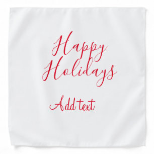 Happy holidays Christmas red calligraphy simple mi Bandana
