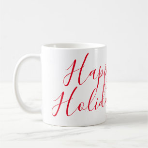 Happy holidays Christmas red calligraphy simple mi Coffee Mug