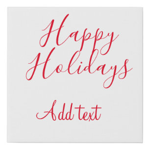 Happy holidays Christmas red calligraphy simple mi Faux Canvas Print