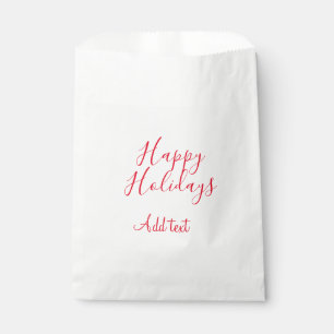 Happy holidays Christmas red calligraphy simple mi Favor Bag
