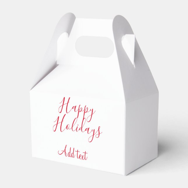 Happy holidays Christmas red calligraphy simple mi Favor Boxes (Front Side)