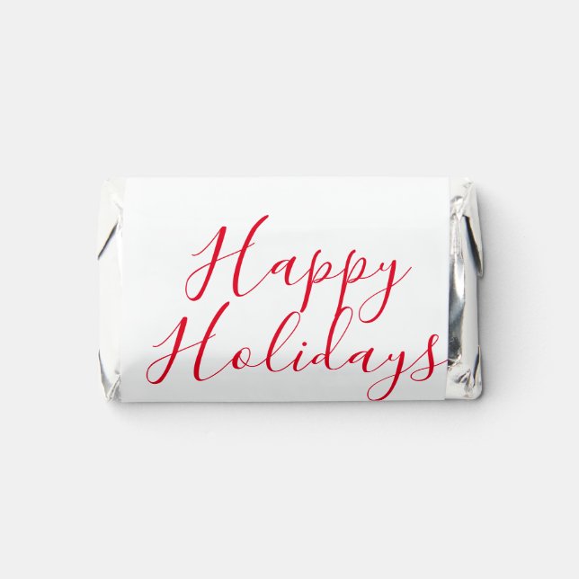 Happy holidays Christmas red calligraphy simple mi Hershey's Miniatures (Front)