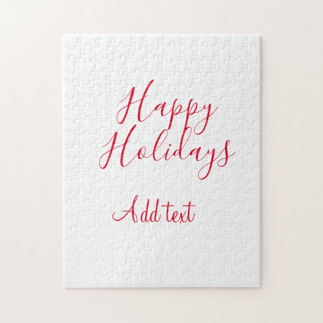 Happy holidays Christmas red calligraphy simple mi Jigsaw Puzzle (Vertical)