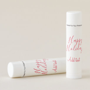Happy holidays Christmas red calligraphy simple mi Lip Balm