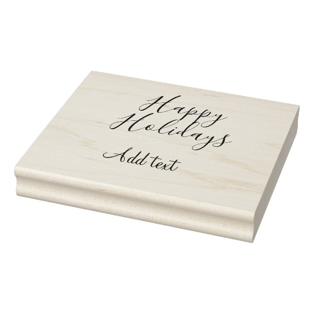 Happy holidays Christmas red calligraphy simple mi Rubber Stamp (Stamp)
