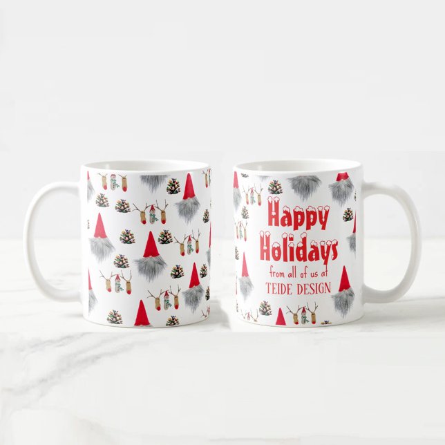 Happy holidays Christmas red green business mug (Thank your customers with this unique Christmas mug)