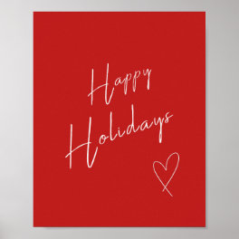 Happy Holidays Christmas Red Poster