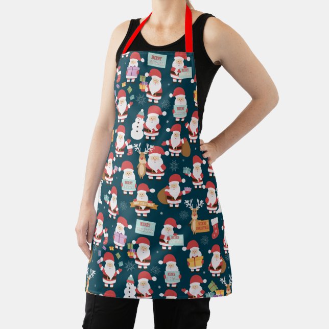Happy Holidays | Christmas Santa Claus & Reindeer Apron (Insitu)